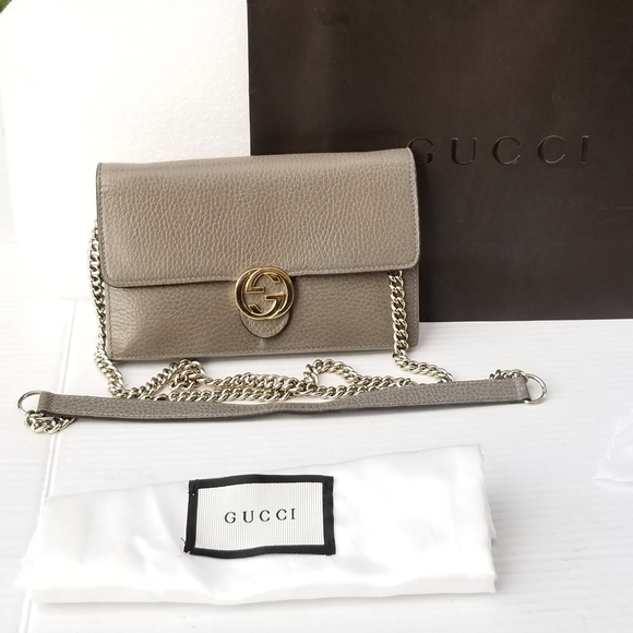 GUCCI WALLET ON CHAIN INTERLOCKING GG DOLLAR CALFSKIN Leather - Picture 9 of 16